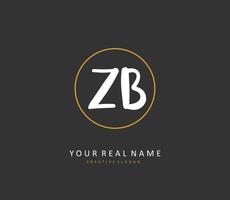 Z B ZB Initial letter handwriting and  signature logo. A concept handwriting initial logo with template element. vector