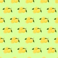 Seamless pattern with lemon on green background. Continuous one line drawing lemon. Black line art on green background with colorful spots. Vegan concept vector
