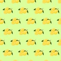 Seamless pattern with lemon on green background. Continuous one line drawing lemon. Black line art on green background with colorful spots. Vegan concept vector