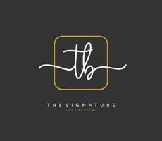 T B TB Initial letter handwriting and  signature logo. A concept handwriting initial logo with template element. vector