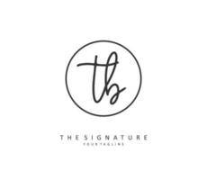 T B TB Initial letter handwriting and  signature logo. A concept handwriting initial logo with template element. vector