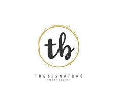 T B TB Initial letter handwriting and  signature logo. A concept handwriting initial logo with template element. vector