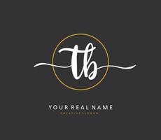 T B TB Initial letter handwriting and  signature logo. A concept handwriting initial logo with template element. vector