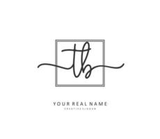 T B TB Initial letter handwriting and  signature logo. A concept handwriting initial logo with template element. vector