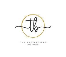 T B TB Initial letter handwriting and  signature logo. A concept handwriting initial logo with template element. vector