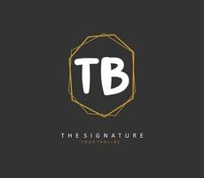 T B TB Initial letter handwriting and  signature logo. A concept handwriting initial logo with template element. vector