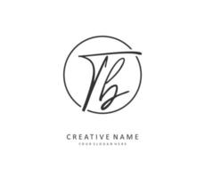 T B TB Initial letter handwriting and  signature logo. A concept handwriting initial logo with template element. vector