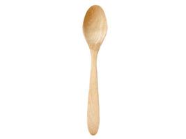 Isolated, cutout, white background, directly above view, Wooden spoon, utensil, kitchen equipment, object, element with clipping path photo