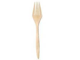 Isolated, cutout, white background, directly above view, wooden fork, utensil, kitchen equipment, object, element with clipping path photo