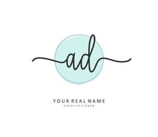 AD Initial letter handwriting and  signature logo. A concept handwriting initial logo with template element. vector