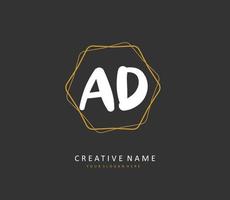 AD Initial letter handwriting and  signature logo. A concept handwriting initial logo with template element. vector