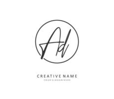 AD Initial letter handwriting and  signature logo. A concept handwriting initial logo with template element. vector