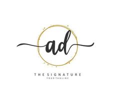 AD Initial letter handwriting and  signature logo. A concept handwriting initial logo with template element. vector