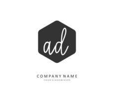 AD Initial letter handwriting and  signature logo. A concept handwriting initial logo with template element. vector