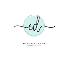 ED Initial letter handwriting and  signature logo. A concept handwriting initial logo with template element. vector