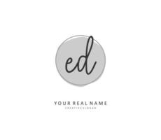 ED Initial letter handwriting and  signature logo. A concept handwriting initial logo with template element. vector