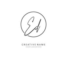 ED Initial letter handwriting and  signature logo. A concept handwriting initial logo with template element. vector