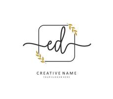 ED Initial letter handwriting and  signature logo. A concept handwriting initial logo with template element. vector