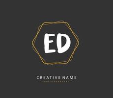 ED Initial letter handwriting and  signature logo. A concept handwriting initial logo with template element. vector