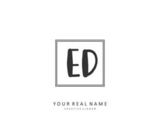 ED Initial letter handwriting and  signature logo. A concept handwriting initial logo with template element. vector