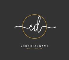 ED Initial letter handwriting and  signature logo. A concept handwriting initial logo with template element. vector