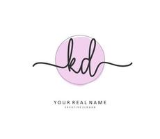 KD Initial letter handwriting and  signature logo. A concept handwriting initial logo with template element. vector