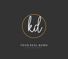 KD Initial letter handwriting and  signature logo. A concept handwriting initial logo with template element. vector