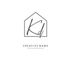 KD Initial letter handwriting and  signature logo. A concept handwriting initial logo with template element. vector