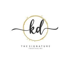 KD Initial letter handwriting and  signature logo. A concept handwriting initial logo with template element. vector