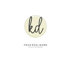KD Initial letter handwriting and  signature logo. A concept handwriting initial logo with template element. vector