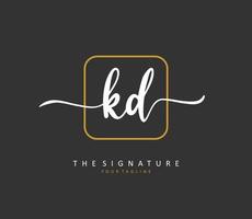 KD Initial letter handwriting and  signature logo. A concept handwriting initial logo with template element. vector