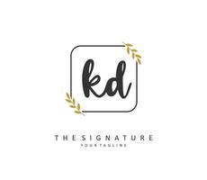 KD Initial letter handwriting and  signature logo. A concept handwriting initial logo with template element. vector