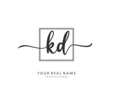 KD Initial letter handwriting and  signature logo. A concept handwriting initial logo with template element. vector