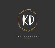 KD Initial letter handwriting and  signature logo. A concept handwriting initial logo with template element. vector