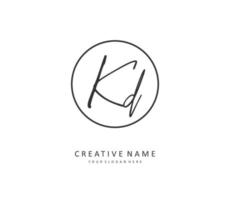 KD Initial letter handwriting and  signature logo. A concept handwriting initial logo with template element. vector