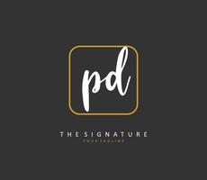 KD Initial letter handwriting and  signature logo. A concept handwriting initial logo with template element. vector