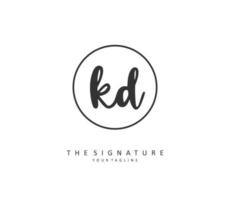 KD Initial letter handwriting and  signature logo. A concept handwriting initial logo with template element. vector