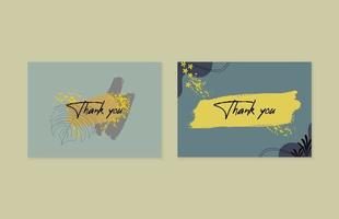 Template card brush ink and tropical leaf botanical modern art with typography message thank you. vector