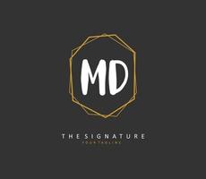MD Initial letter handwriting and  signature logo. A concept handwriting initial logo with template element. vector