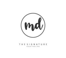 MD Initial letter handwriting and  signature logo. A concept handwriting initial logo with template element. vector