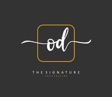 OD Initial letter handwriting and  signature logo. A concept handwriting initial logo with template element. vector