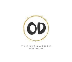 OD Initial letter handwriting and  signature logo. A concept handwriting initial logo with template element. vector