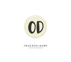 OD Initial letter handwriting and  signature logo. A concept handwriting initial logo with template element. vector