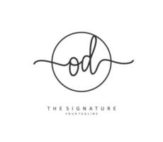 OD Initial letter handwriting and  signature logo. A concept handwriting initial logo with template element. vector