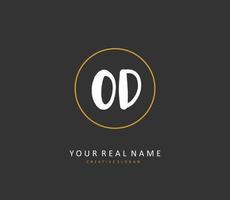 OD Initial letter handwriting and  signature logo. A concept handwriting initial logo with template element. vector