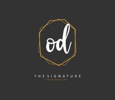 OD Initial letter handwriting and  signature logo. A concept handwriting initial logo with template element. vector