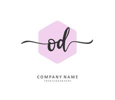 OD Initial letter handwriting and  signature logo. A concept handwriting initial logo with template element. vector