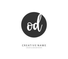 OD Initial letter handwriting and  signature logo. A concept handwriting initial logo with template element. vector