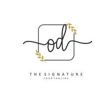 OD Initial letter handwriting and  signature logo. A concept handwriting initial logo with template element. vector