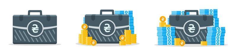 Ukrainian Hryvnia Money Case Icons vector